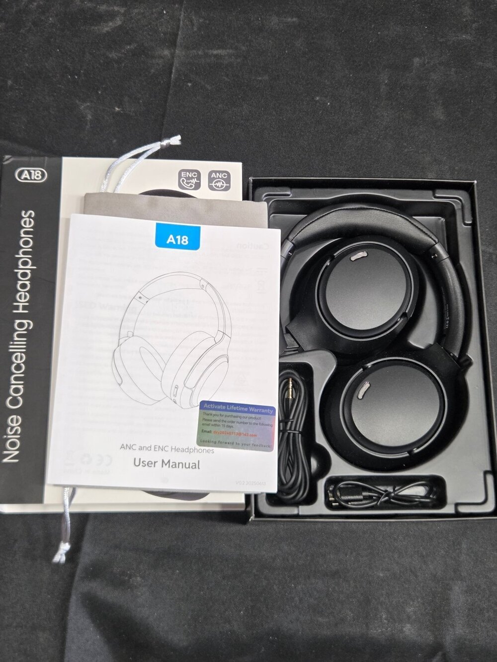 A18 ANC ENC Noise Cancelling Wireless Headphones Over-Ear BT
